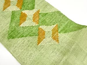 紗紬市松に菱・幾何学模様織出し名古屋帯